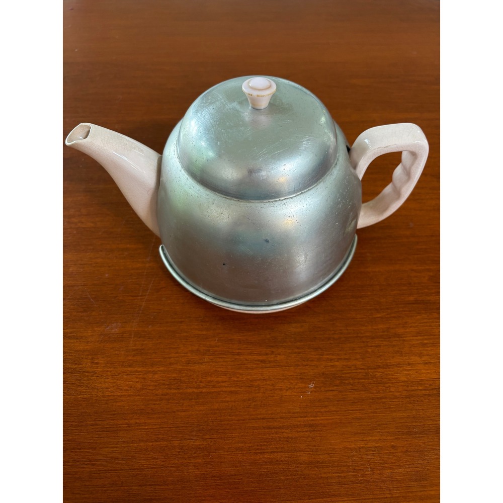 Vintage Kitchen King Pink Teapot With Tea Cozy Ceramic Aluminum MCM 50s Japan